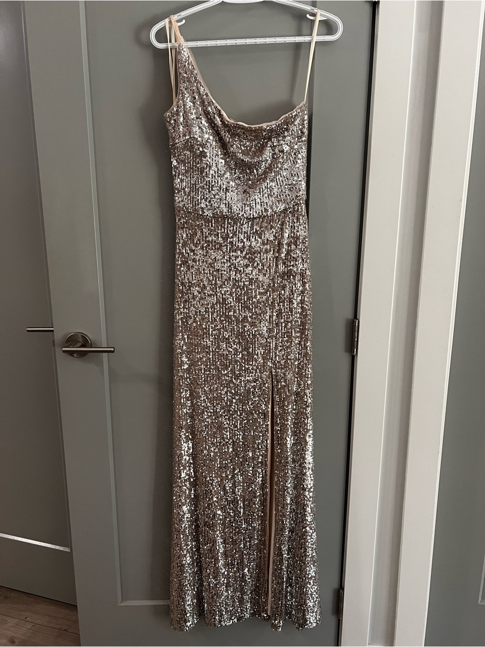 Xscape Blush Sequin Evening Dress